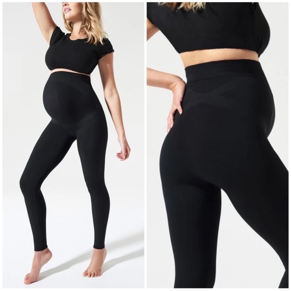 BLANQI EVERYDAY‎ Maternity Belly Support Leggings Black Size Small Minimalist
